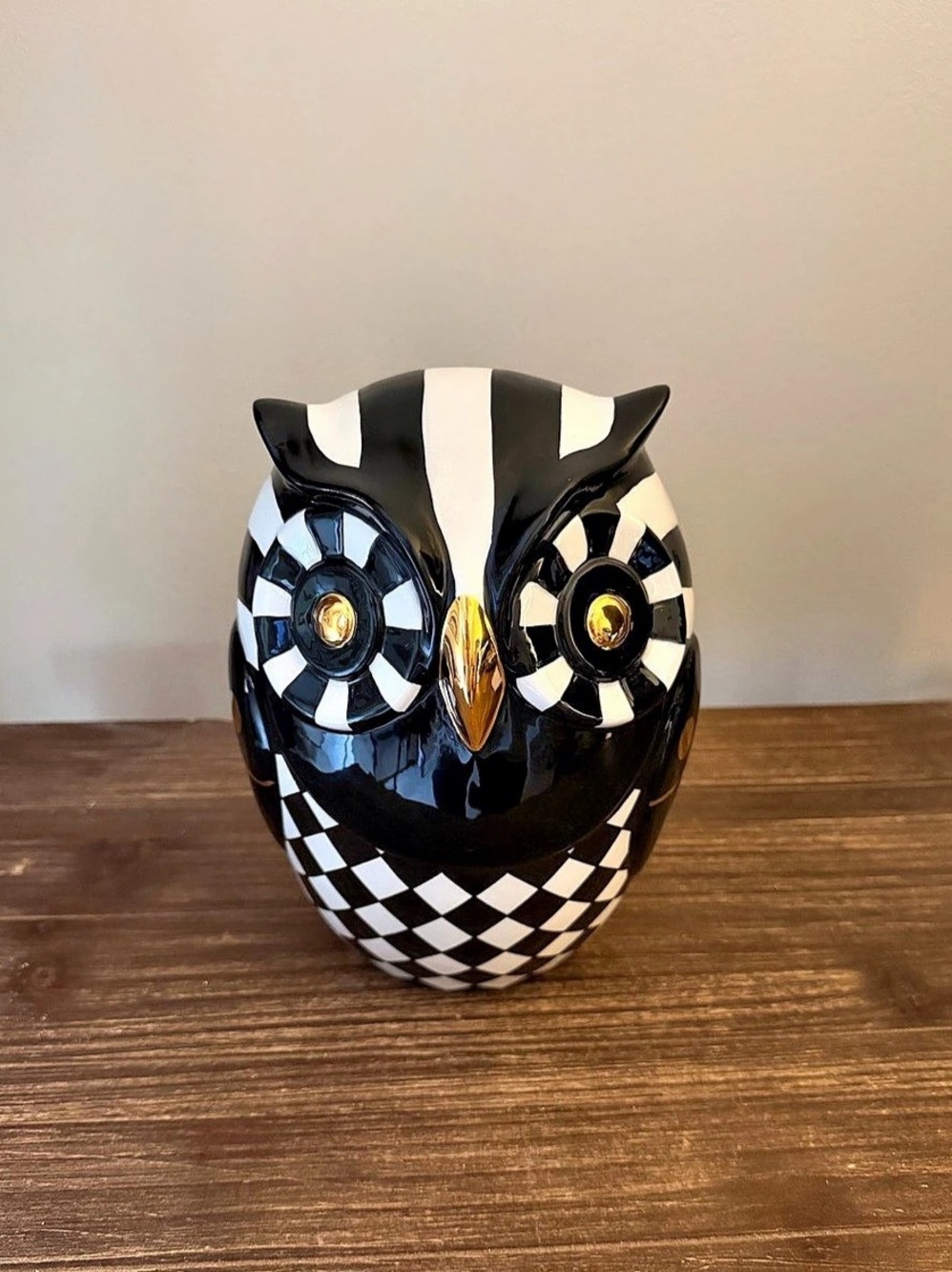 Mackenzie-Childs Courtly Check Small Mod Owl Figurine